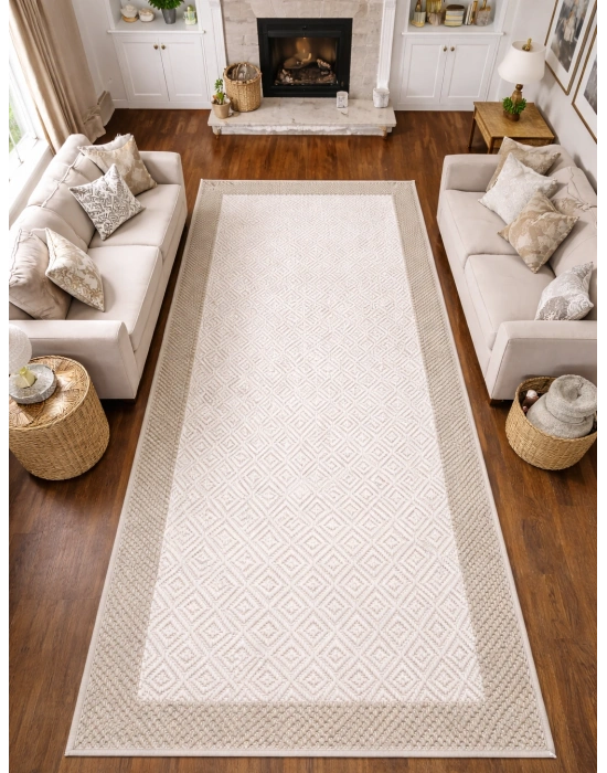 Mess Modern Dekoratif Yumuşak Dokulu Sisal Halı 3946 Krem Vizon