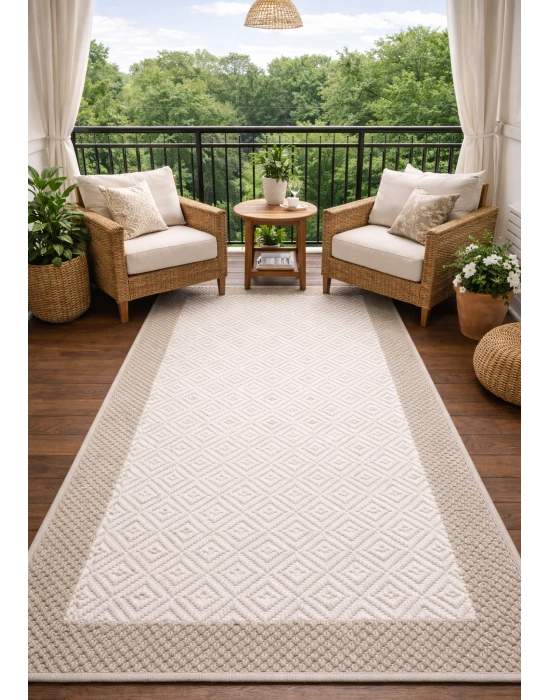 Mess Modern Dekoratif Yumuşak Dokulu Sisal Halı 3946 Krem Vizon