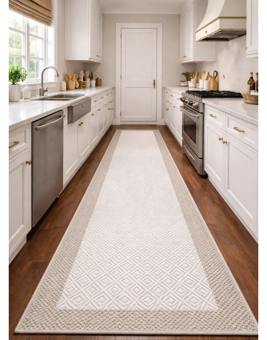 Mess Modern Dekoratif Yumuşak Dokulu Sisal Halı 3946 Krem Vizon