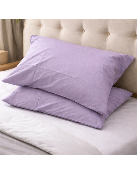 Clasy Ranforce %100 Pamuk 2 Adet Yastık Kılıfı Düz Desen Mor