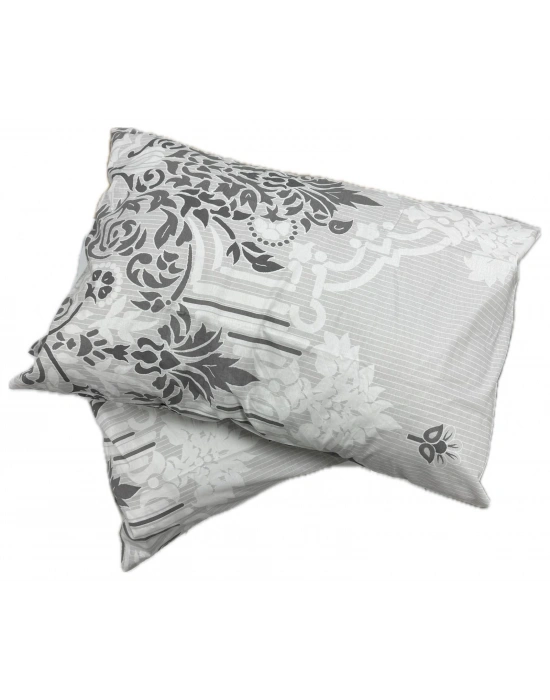 Clasy Ranforce %100 Pamuk 2 Adet Yastık Kılıfı Çiçek Desen Gri