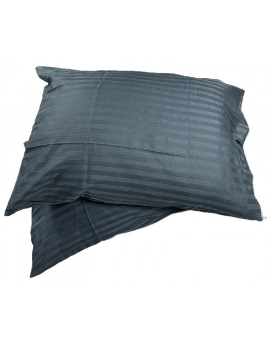 Clasy %100 Pamuk Saten 2 Adet Yastık Kılıfı Çizgili Desenli Mavi