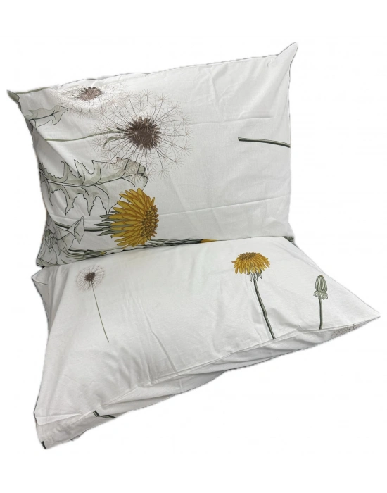 Clasy Ranforce %100 Pamuk 2 Adet Yastık Kılıfı Çiçek Desenli Beyaz