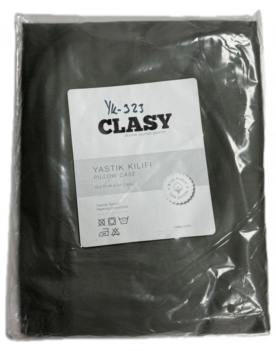 Clasy Ranforce %100 Pamuk 2 Adet Yastık Kılıfı Düz Desenli Haki Yeşil