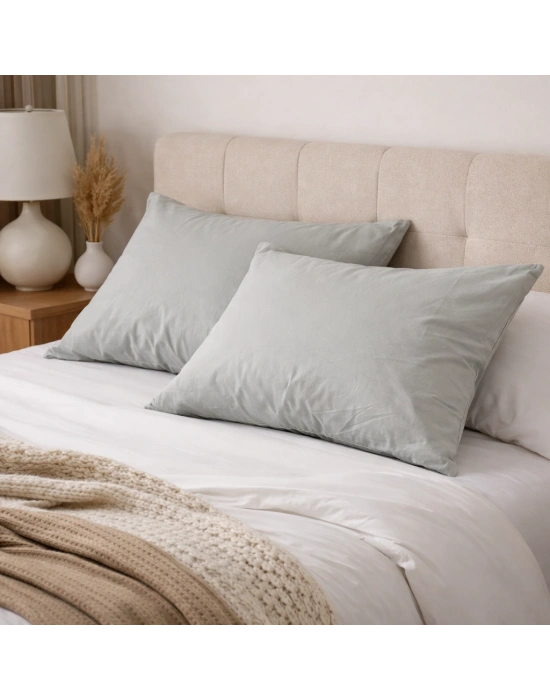 Clasy Ranforce %100 Pamuk 2 Adet Yastık Kılıfı Düz Desenli Su Yeşili