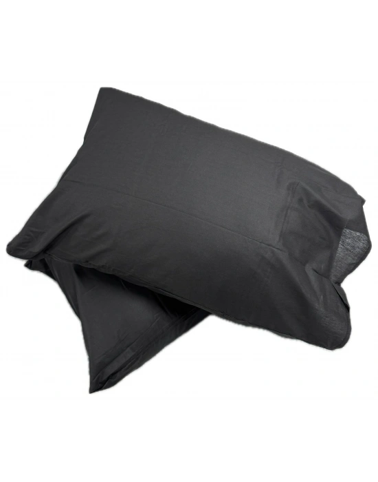 Clasy Ranforce %100 Pamuk 2 Adet Yastık Kılıfı Düz Desenli Siyah