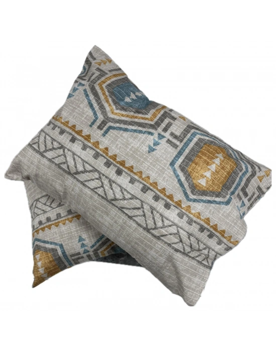 Clasy Ranforce %100 Pamuk 2 Adet Yastık Kılıfı Karışık Desenli Bej