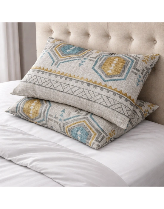 Clasy Ranforce %100 Pamuk 2 Adet Yastık Kılıfı Karışık Desenli Bej