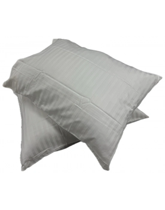 Clasy %100 Pamuk Saten 2 Adet Yastık Kılıfı Çizgili Desenli Gri