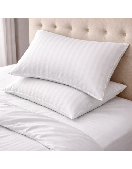 Clasy %100 Pamuk Saten 2 Adet Yastık Kılıfı Çizgili Desenli Gri