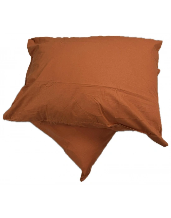 Clasy Ranforce %100 Pamuk 2 Adet Yastık Kılıfı Düz Desenli Kiremit