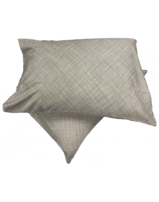 Clasy Ranforce %100 Pamuk 2 Adet Yastık Kılıfı Çizgili Desenli Sütlü Kahve