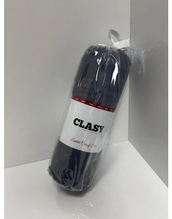 Clasy Ranforce Lastikli Çarşaf Seti Çift Kişilik Antrasit Gri-Mavi ÇKLÇ-268 %100 Pamuk