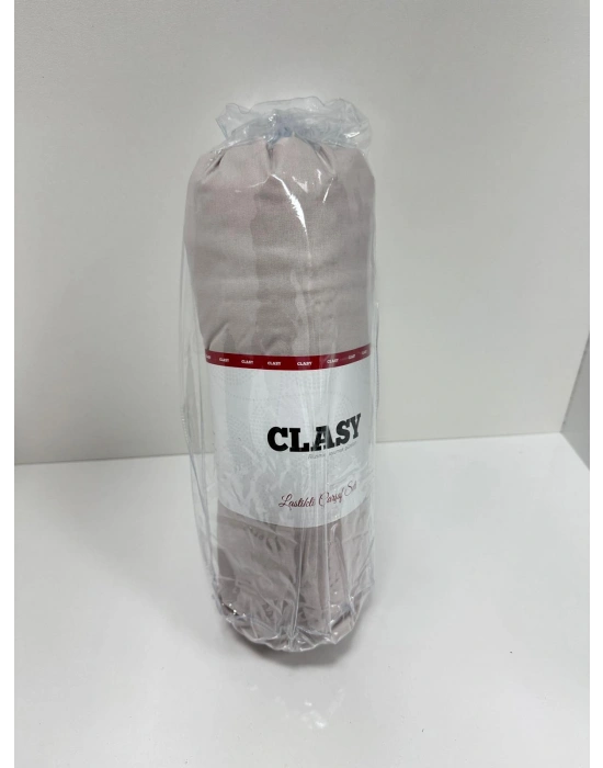 Clasy Ranforce Lastikli Çarşaf Seti Çift Kişilik Açık Bej ÇKLÇ-270 %100 Pamuk