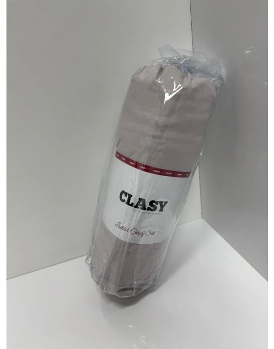 Clasy Ranforce Lastikli Çarşaf Seti Çift Kişilik Açık Bej ÇKLÇ-270 %100 Pamuk
