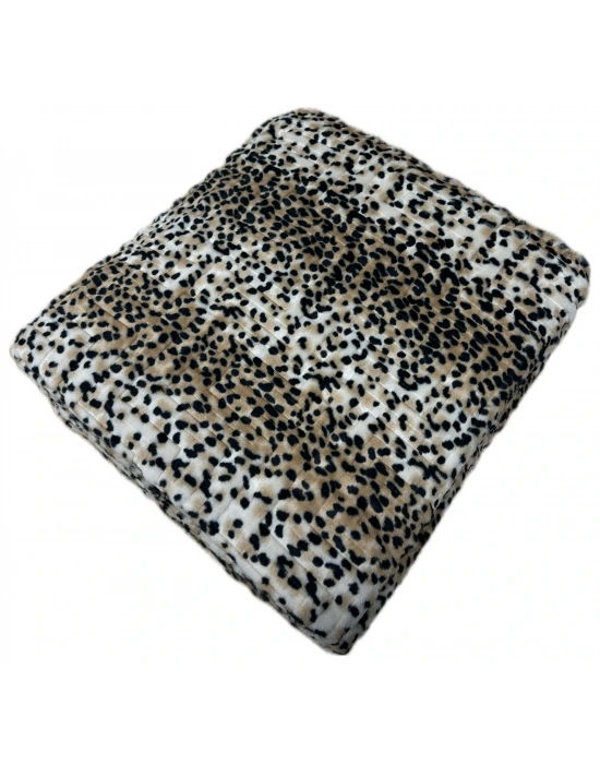 AKSU Çift Kişilik Battaniye Yumuşak Kabartmalı Yeni Sezon Kışlık Battaniye 220X240 Leopar Desen