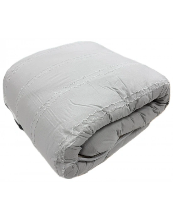 Clasy %100 Pamuk Ranforce Çift kişilik Yorgan Çift Taraflı Avola V3 Gri-Kahve Düz Desenli Kapitoneli