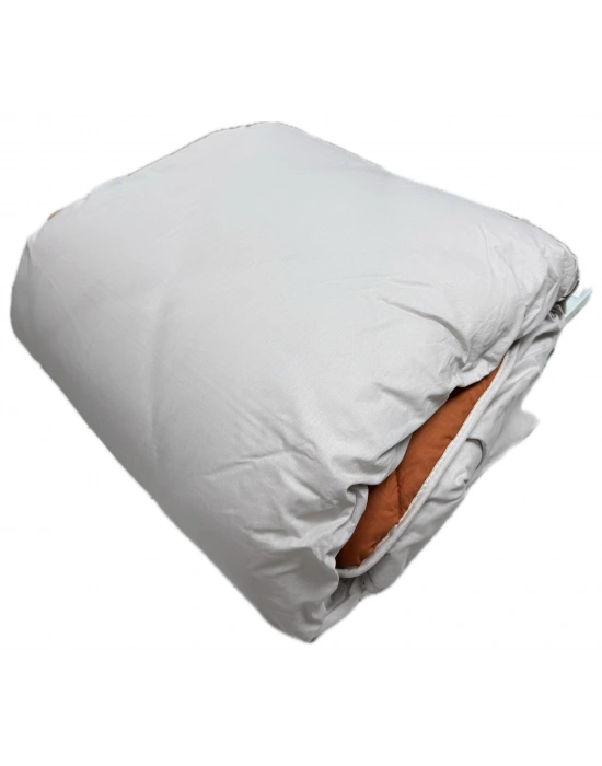 Clasy %100 Pamuk Ranforce Çift kişilik Yorgan Çift Taraflı Bej-Kiremit Düz Desenli Kapitoneli