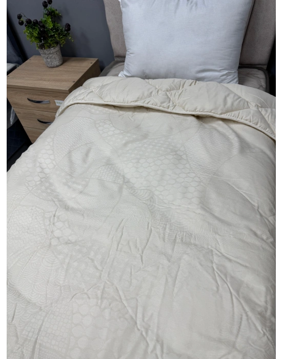 Clasy %100 Pamuk Ranforce Çift kişilik Yorgan Çift Taraflı Mandarin V1 Krem-Bej Düz Desenli Kapitoneli