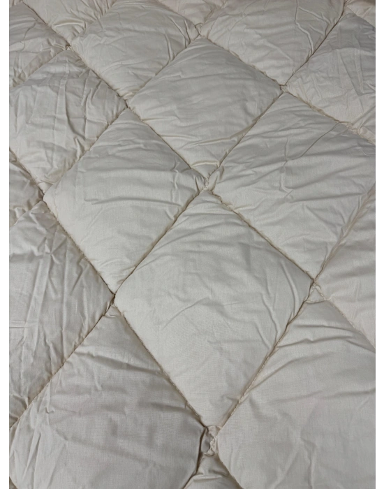 Clasy %100 Pamuk Ranforce Çift kişilik Yorgan Çift Taraflı Olerin V1 Krem Düz Desenli Kapitoneli