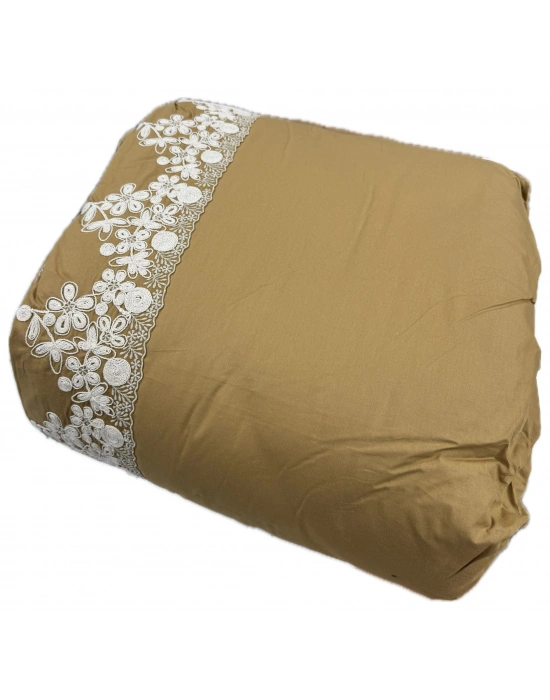 Clasy %100 Pamuk Ranforce Çift kişilik Yorgan Çift Taraflı Osela V1 Hardal Düz Desenli Kapitoneli