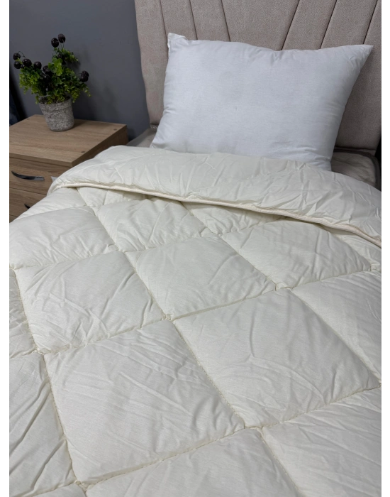 Clasy %100 Pamuk Ranforce Çift kişilik Yorgan Çift Taraflı Osela V2 Krem-Beyaz Düz Desenli Kapitoneli