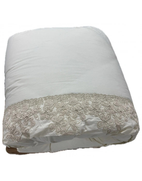 Clasy %100 Pamuk Ranforce Çift kişilik Yorgan Çift Taraflı Osela V2 Krem-Beyaz Düz Desenli Kapitoneli