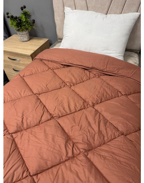 Clasy %100 Pamuk Ranforce Çift kişilik Yorgan Çift Taraflı Osela V3 Kiremit Düz Desenli Kapitoneli