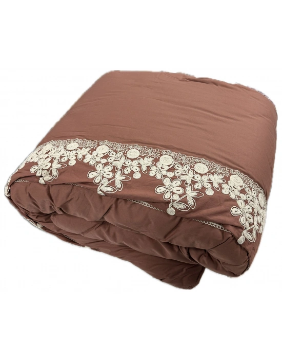 Clasy %100 Pamuk Ranforce Çift kişilik Yorgan Çift Taraflı Osela V3 Kiremit Düz Desenli Kapitoneli