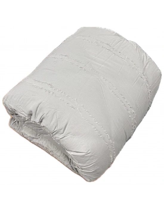 Clasy %100 Pamuk Ranforce Tek kişilik Çift Taraflı Yorgan Avola V3 Gri-Krem Düz Desen