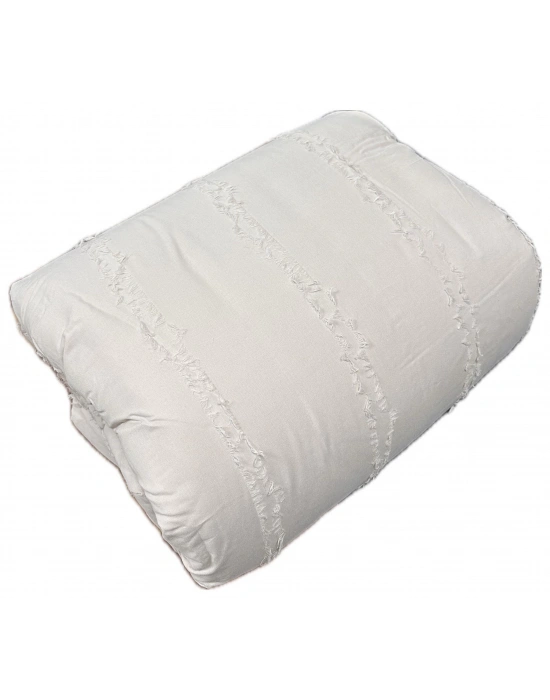 Clasy %100 Pamuk Ranforce Tek kişilik Çift Taraflı Yorgan Avola V5 Krem Düz Desen