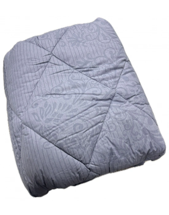 Clasy %100 Pamuk Ranforce Tek kişilik Yorgan Çift Taraflı Antrasit Risa V1 Antrasit Mavi Çiçek Desenli