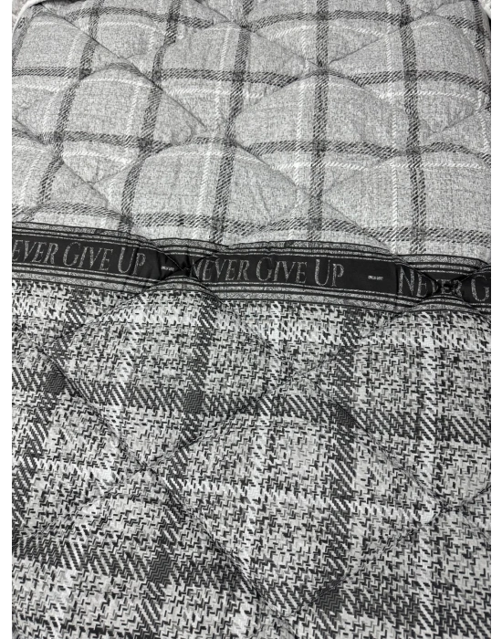 Clasy %100 Pamuk Ranforce Tek kişilik Yorgan Çift Taraflı Gri Ekose Çiçek Desenli