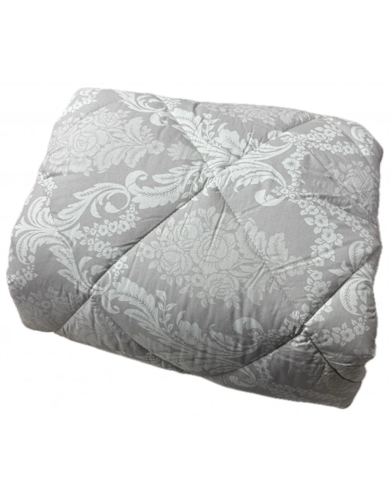 Clasy %100 Pamuk Ranforce Tek kişilik Yorgan Çift Taraflı Gri Ekose Çiçek Desenli