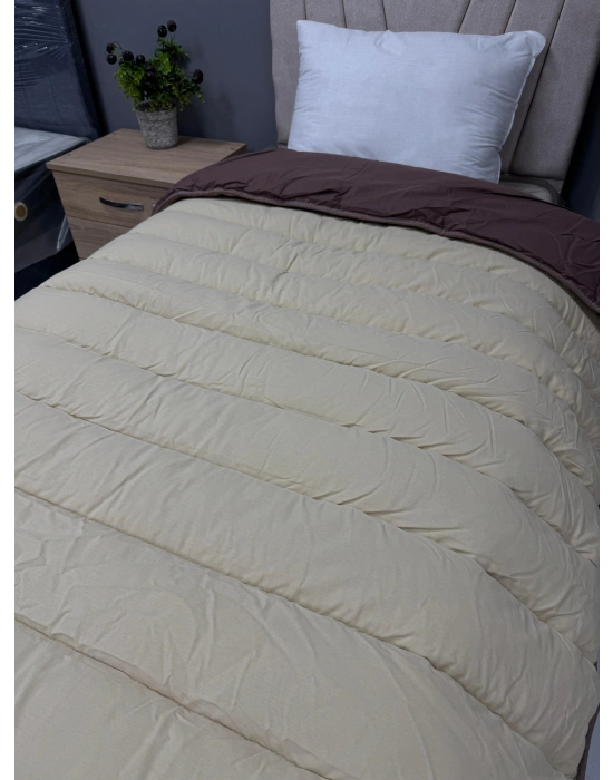 Clasy %100 Pamuk Ranforce Tek kişilik Yorgan Çift Taraflı Kahve-Kapuçino Düz Desen