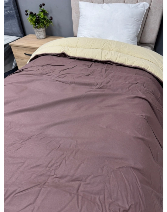 Clasy %100 Pamuk Ranforce Tek kişilik Yorgan Çift Taraflı Kahve-Kapuçino Düz Desen