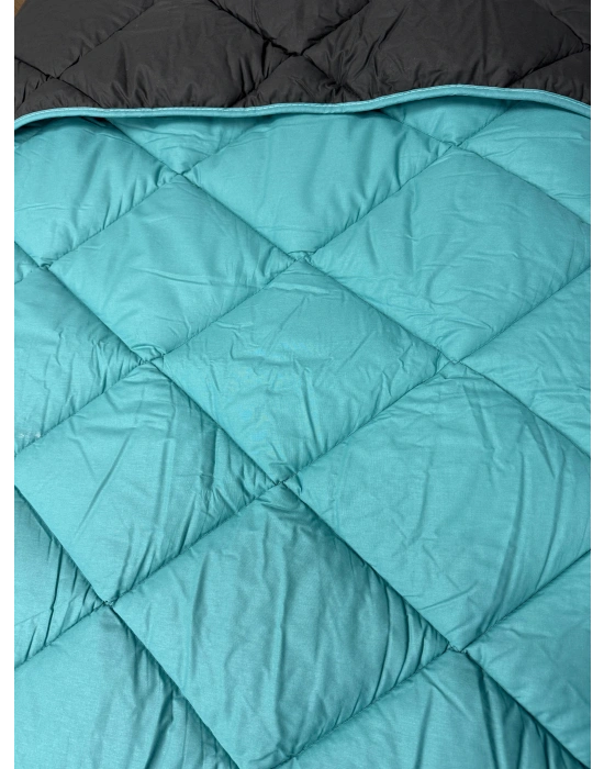 Clasy %100 Pamuk Ranforce Tek kişilik Yorgan Çift Taraflı Yeşil-Siyah Düz Desen