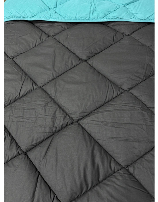 Clasy %100 Pamuk Ranforce Tek kişilik Yorgan Çift Taraflı Yeşil-Siyah Düz Desen