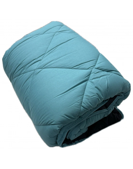 Clasy %100 Pamuk Ranforce Tek kişilik Yorgan Çift Taraflı Yeşil-Siyah Düz Desen