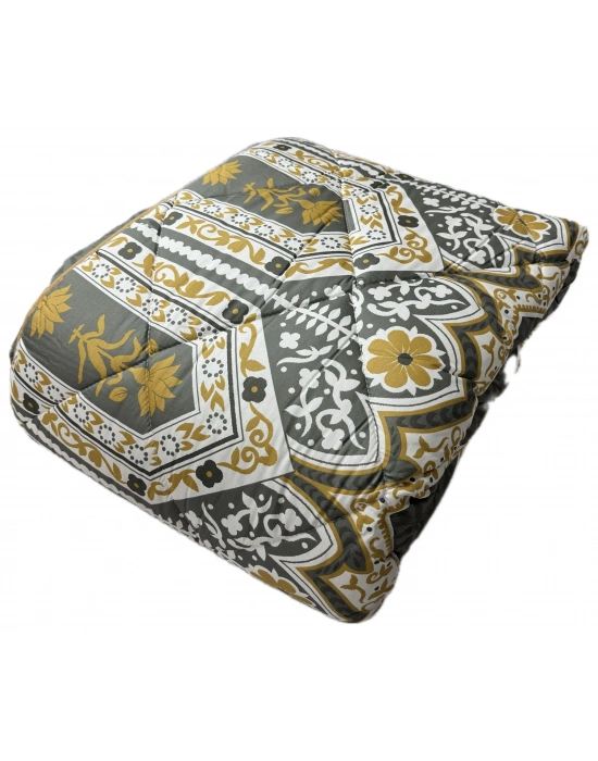 Clasy %100 Pamuk Saten Çift kişilik Yorgan Çift Taraflı Adal V1 Desenli Yeşil Kapitoneli