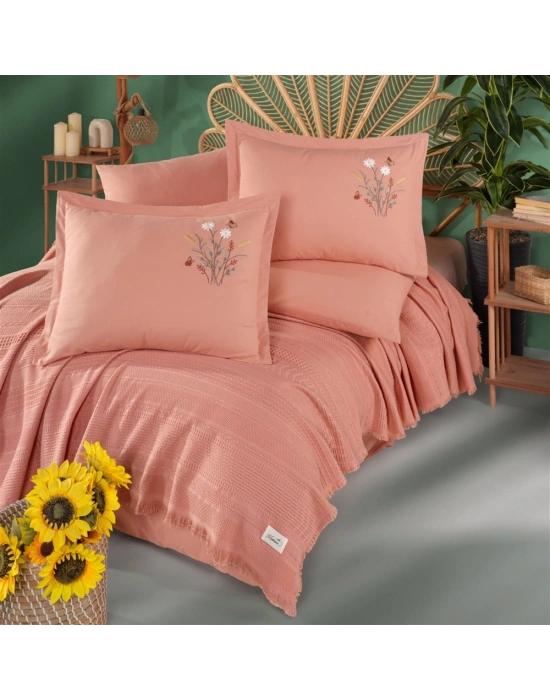 Clasy Butik Pike Takımı Çift Kişilik Matiana V1 Somon