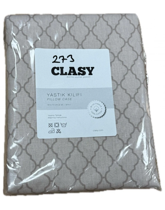 Clasy Ranforce %100 Pamuk 2 Adet Yastık Kılıfı Çizgili Desenli Puce Rengi