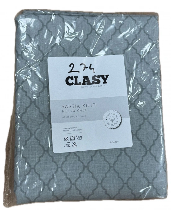 Clasy Ranforce %100 Pamuk 2 Adet Yastık Kılıfı Çizgili Desenli Yeşil