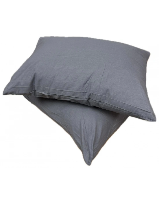 Clasy Ranforce %100 Pamuk 2 Adet Yastık Kılıfı Düz Antrasit Mavi