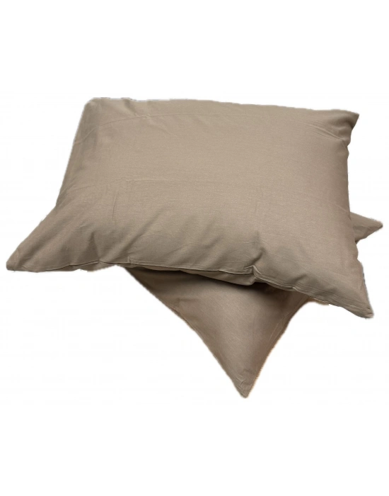 Clasy Ranforce %100 Pamuk 2 Adet Yastık Kılıfı Düz Kahverengi