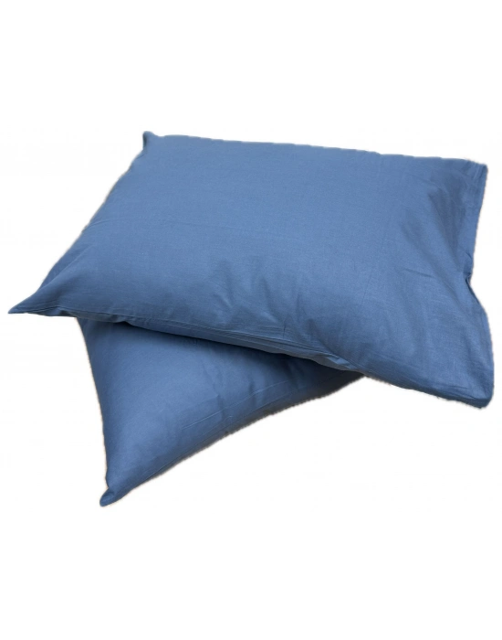 Clasy Ranforce %100 Pamuk 2 Adet Yastık Kılıfı Düz Mavi