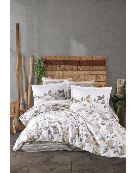 Clasy Ranforce %100 Pamuk Çift Kişilik Dört Mevsim Set Azura V1 Bej