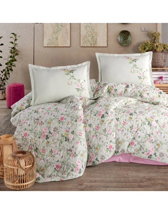 Clasy Ranforce %100 Pamuk Çift Kişilik Dört Mevsim Set Elara V1 Adaçayı Rengi