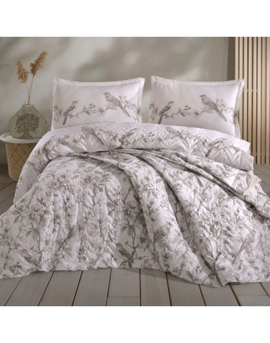 Clasy Ranforce %100 Pamuk Çift Kişilik Dört Mevsim Set Mevlin V1 Bej