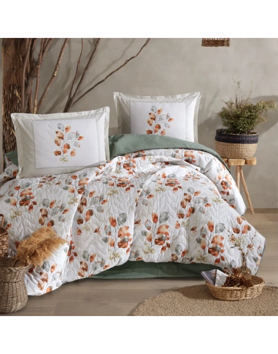 Clasy Ranforce %100 Pamuk Çift Kişilik Dört Mevsim Set Ruska V1 Mint